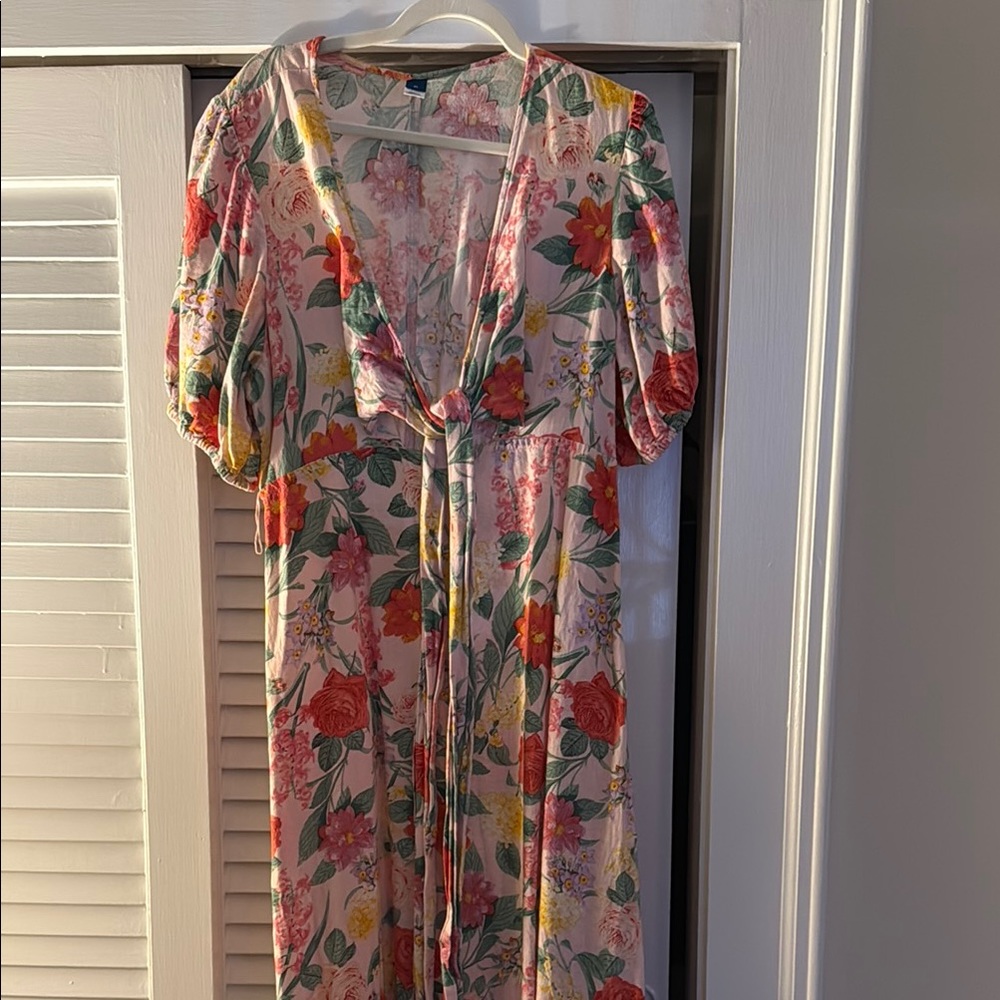 Old Navy Floral Maxi Dress with Tie-Front